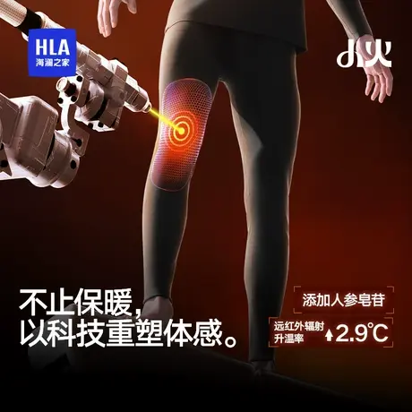 HLA/海澜之家男士保暖裤25年秋冬新款羊绒护膝抗菌防螨2条装秋裤商品大图