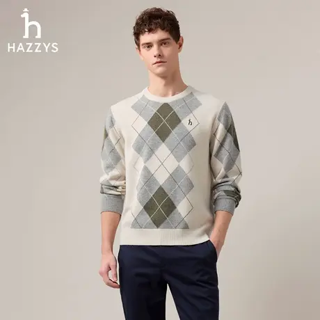 【商场同款】HAZZYS哈吉斯2025秋季新品男装圆领休闲套头潮流毛衣图片