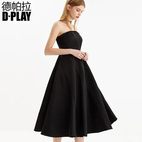 DPLAY德帕拉2018冬新品欧美收腰大摆超显瘦抹胸小礼服气质连衣裙商品大图
