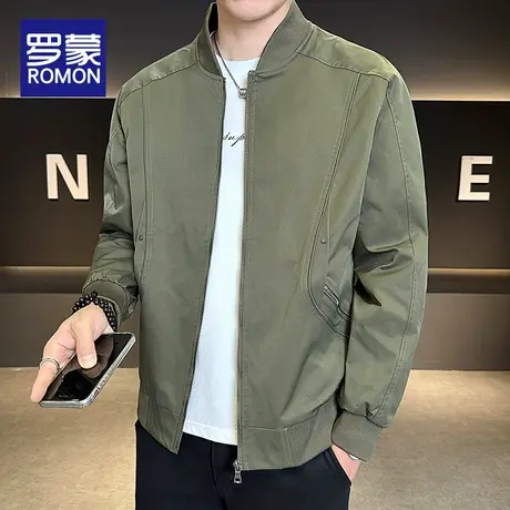 罗蒙美式高街立领工装飞行员夹克男潮牌设计感棒球服外套上衣男装商品大图