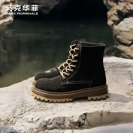 马克华菲马丁靴男款2025新款复古美式皮靴秋季休闲高帮男士工装靴商品大图
