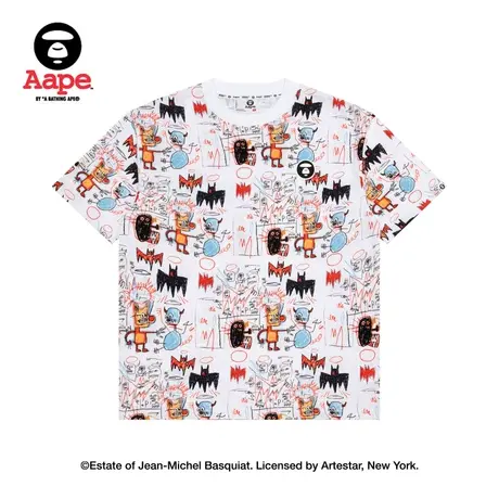 Aape联名Jean Michel Basquiat艺术家抽象人像印花短袖T恤9665XXK商品大图