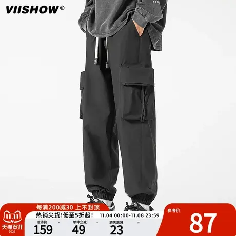 VIISHOW复古机能风多口袋工装裤男潮牌街头宽松裤头休闲束脚长裤商品大图