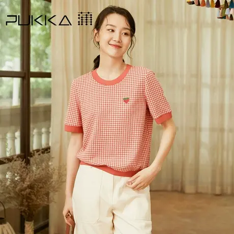 蒲PUKKA 女装短袖针织衫秋冬季设计感复古套头衫商场同款图片
