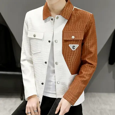 小香风外套男士潮牌高级感春秋季拼接撞色个性秋装男款痞帅气夹克商品大图