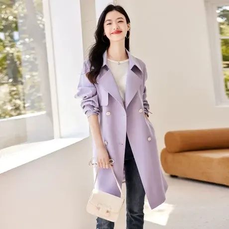 时尚气质长款风衣外套2022年秋季新款淑女温柔宽松显瘦中长款上衣图片