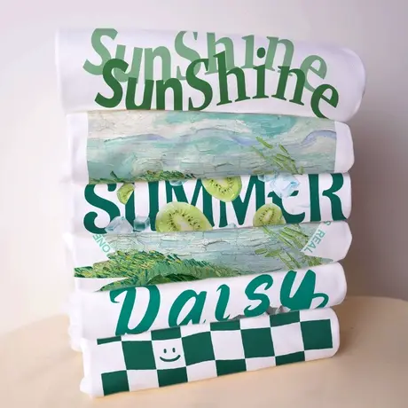 短袖t恤女上衣设计感小众体恤2023夏季新款小个子宽松韩版半袖商品大图