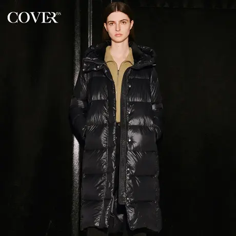COVER冬季横绗线黑金锁温羽绒服图片