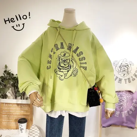 2020春款韩国东大门ulzzang卡通沙皮狗宽松BF毛圈棉卫衣显瘦大码商品大图