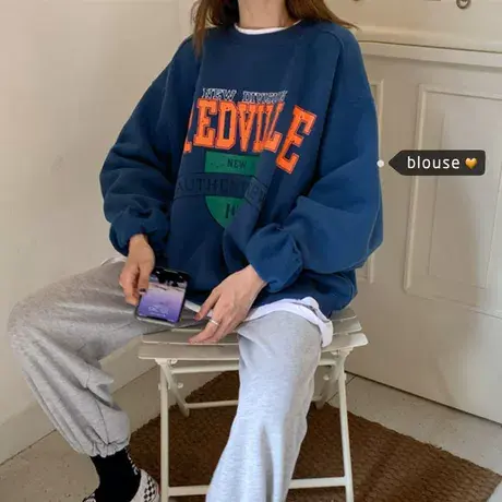 大码女装胖妹妹2-300斤ins超火卫衣女秋冬oversize假两件加绒外套商品大图