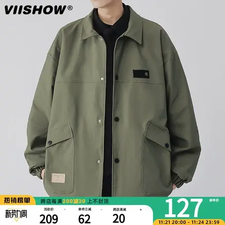 VIISHOW日系复古多口袋工装夹克男士潮牌宽松bf风休闲百搭外套商品大图