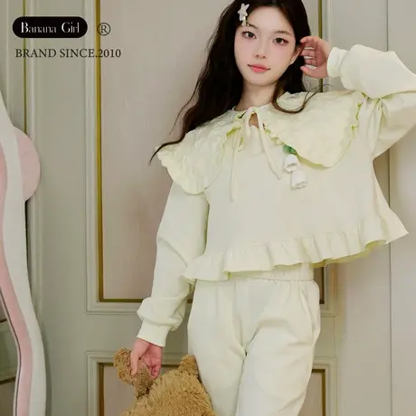 Bananagirl可户外穿女卫衣版家居服套装春秋睡衣长袖宽松甜美可爱商品大图