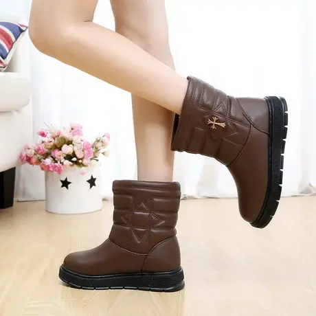 冬季雪地棉靴女靴平跟防滑短靴子加厚加绒棉靴防水工作鞋学生棉鞋商品大图