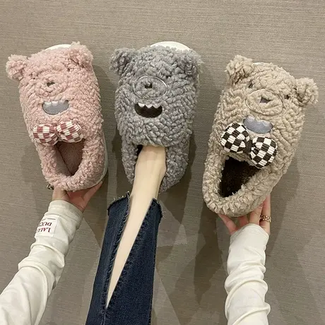 棉拖鞋女包跟冬天可爱保暖防滑家居室内毛绒厚底月子鞋秋冬季外穿图片