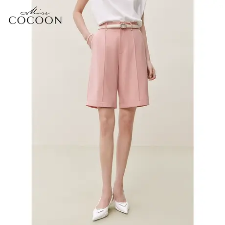 missCOCOON纯色五分裤女装2023夏装新款时尚百搭中裤宽松直筒短裤商品大图