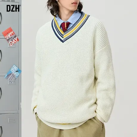 青少年日系米白色毛衣男秋冬宽松慵懒风2024新款学院风针织衫打底商品大图