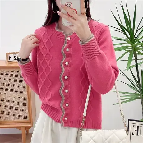欧货早春女毛衣开衫秋冬加厚外套2024新款爆款针织衫上衣春秋外穿图片