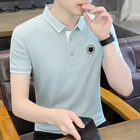 短袖t恤男保罗翻领polo衫商务虎年潮牌夏季半袖纯棉有带领上衣服图片