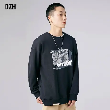 男士美式套头卫衣男潮牌圆领春秋长袖上衣百搭2024年新款体恤外套图片