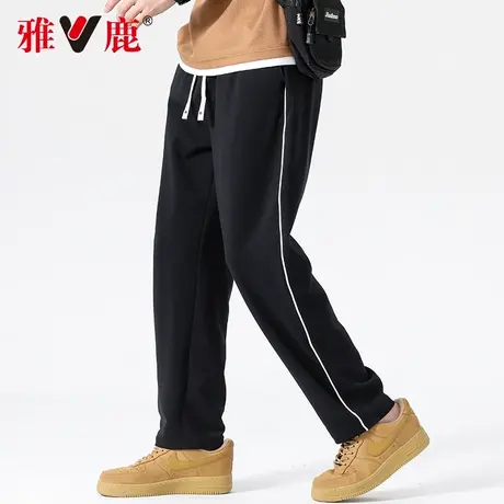 雅鹿宽松休闲裤男士2024春季新款时尚百搭垂感直筒运动裤长裤子潮商品大图
