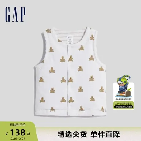 Gap婴儿春春秋可爱小熊印花夹棉背心儿童装洋气外搭马甲771437商品大图