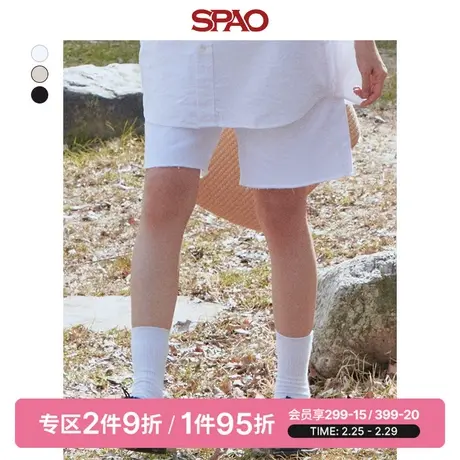 SPAO韩国同款女士休闲裤春季新款五分宽松阔腿裤SPTHD25G02商品大图