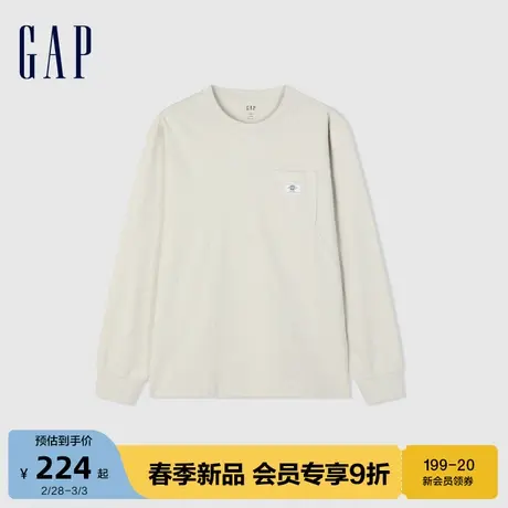 Gap男女装2024春季新款简约纯棉圆领长袖卫衣情侣套头上衣876996图片