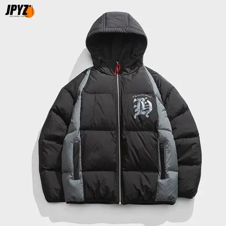 棉袄男冬季美式面包服日系拼接撞色保暖宽松加厚外套男生情侣棉衣图片