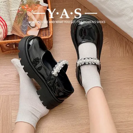 甜酷玛丽珍小皮鞋设计感女小众法式Lolita鞋厚底2024春秋白色单鞋图片