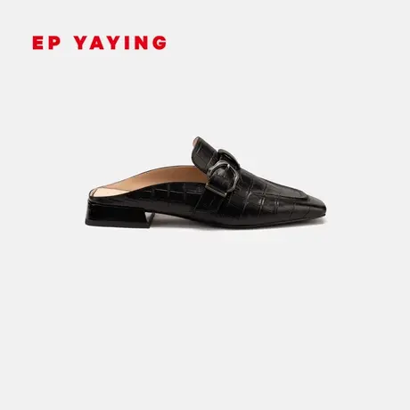EP YAYING雅莹女鞋 时髦牡丹扣穆勒鞋低跟拖鞋 2024春装新品XA02A图片