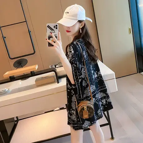 纯棉短袖T恤女装宽松2023年新款秋季洋气中长款设计感打底衫爆款商品大图