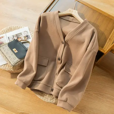 棉质短外套女宽松文艺复古小众设计春秋开衫休闲外搭2022秋季新款图片