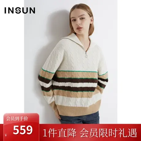 [自然环保]恩裳2022冬季新品立体绞花层次感大翻领羊毛衫图片