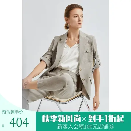 恩裳秋季个性工装风卷边七分袖简约通勤西装外套图片