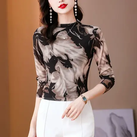 打底衫女春秋款2023年新款t恤长袖上衣内搭修身减龄漂亮洋气小衫商品大图