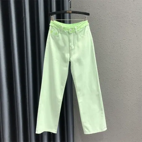 欧货女2023夏季流行新款多巴胺时尚穿搭显瘦韩版阔腿牛仔直筒裤潮商品大图