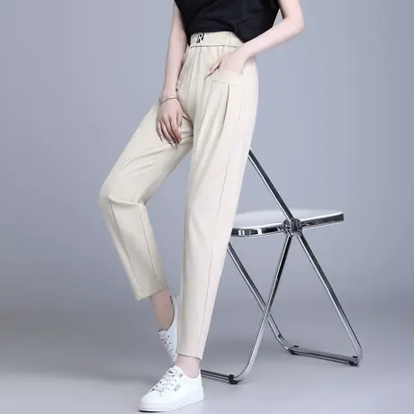 夏季薄款哈伦九分裤女2023新款时尚百搭休闲裤高腰显瘦宽松小脚裤图片