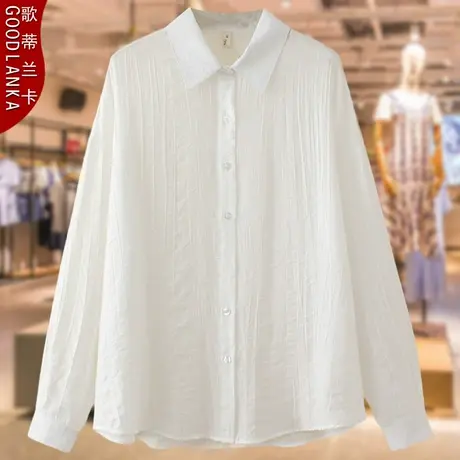 加肥加大码中年妈妈春装纯棉上衣2023新款宽松洋气女士长袖白衬衫商品大图