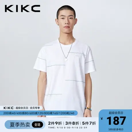 kikct恤男2023春夏新款商场同款立体字母高级休闲烫钻流行短袖图片