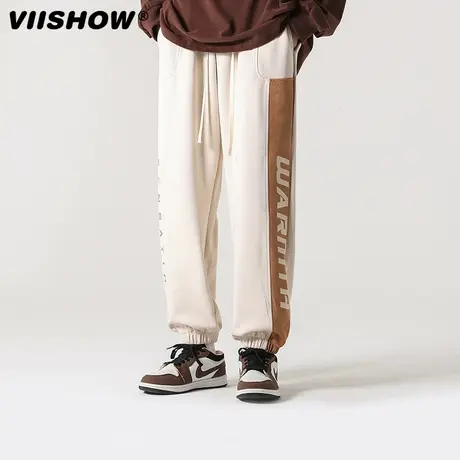 VIISHOW麂皮绒裤子工装休闲长裤潮牌痞帅男款宽松运动束脚卫裤图片