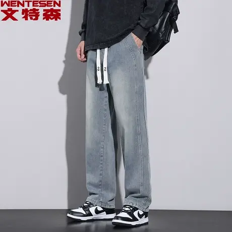 秋季新款牛仔裤男款青年时尚潮牌男裤韩版潮流男士宽松直筒长裤子商品大图