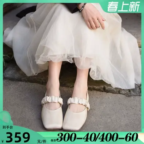 Artmu阿木原创复古方头浅口单鞋女玛丽珍鞋晚晚风温柔鞋2023新款图片