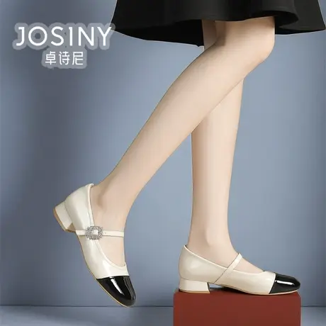 卓诗尼2024春新款鞋子玛丽珍女鞋一字扣低跟鞋商场同款402A13821商品大图