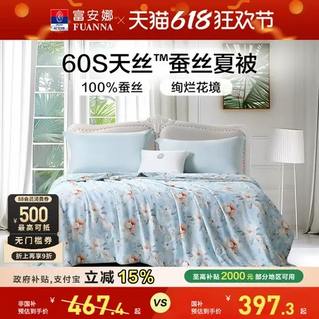 富安娜60S天丝被子夏被100蚕丝莱赛尔空调被夏季被芯单双人夏凉被商品大图