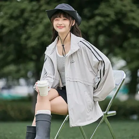 唐狮夏季upf50防晒衣女新款开衫薄款宽松透气穿搭防晒服k2商品大图