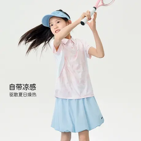 回力女童速干衣夏季儿童凉感polo领短袖T恤女孩运动网球训练服PL图片