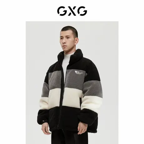 GXG男装 商场同款费尔岛系列撞色仿羊羔毛夹克外套冬季商品大图
