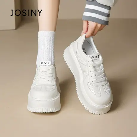 卓诗尼厚底小白鞋女2025新款秋季百搭休闲运动板鞋增高松糕鞋单鞋商品大图