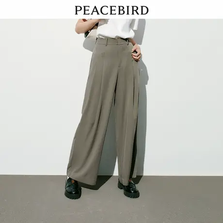 太平鸟女装年秋季新款高腰阔腿西装裤A1GBD2306商品大图