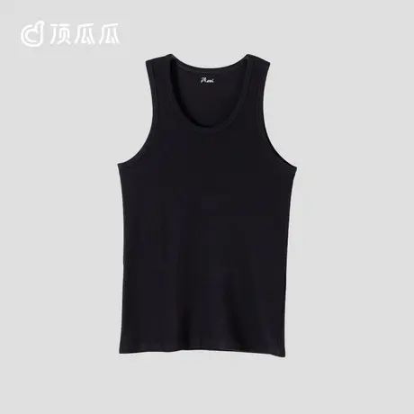 顶瓜瓜背心男夏季款顶呱呱罗纹简约素色男士宽松高弹无袖清凉背心商品大图